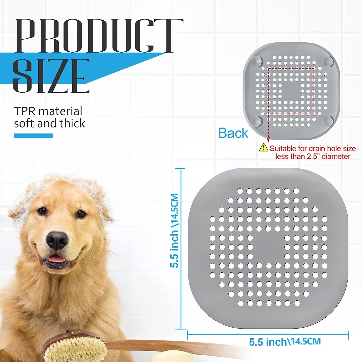 Silicone Drain Protector for Bathroom & Kitchen — Anti-Clog Hair Catcher for Shower, Sink & Bathtub, Non-Slip Easy Clean Filter (1pc or 4pcs)