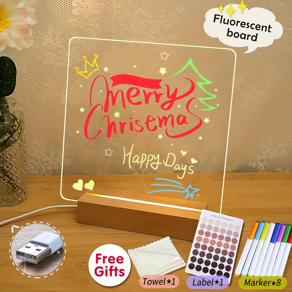 LED Acrylic Desk Organizer & Writing Board – USB Powered Memo Planner