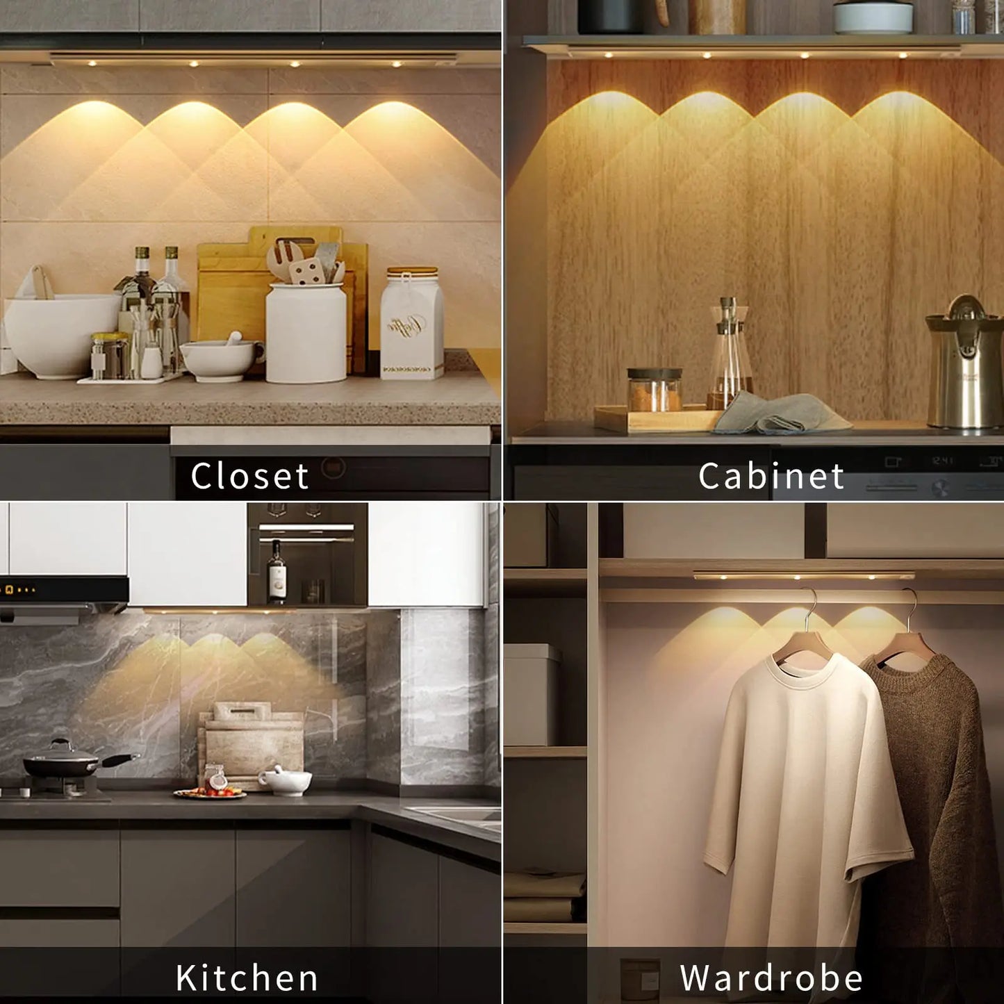 Wireless Ultra-Thin Motion Sensor LED Cabinet Light – USB Rechargeable, Dimmable, 3 Colors