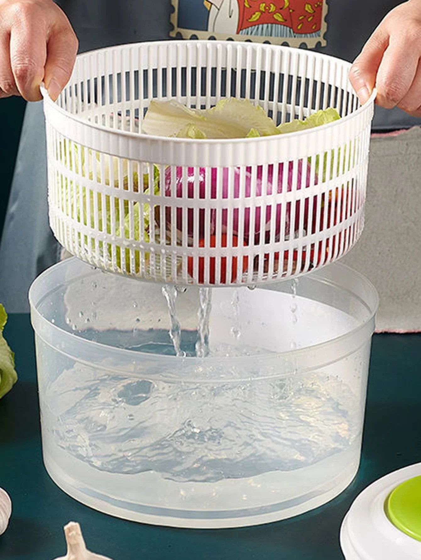 Household Vegetable Dehydrator | Manual Salad Spinner & Fruit Drain Basket