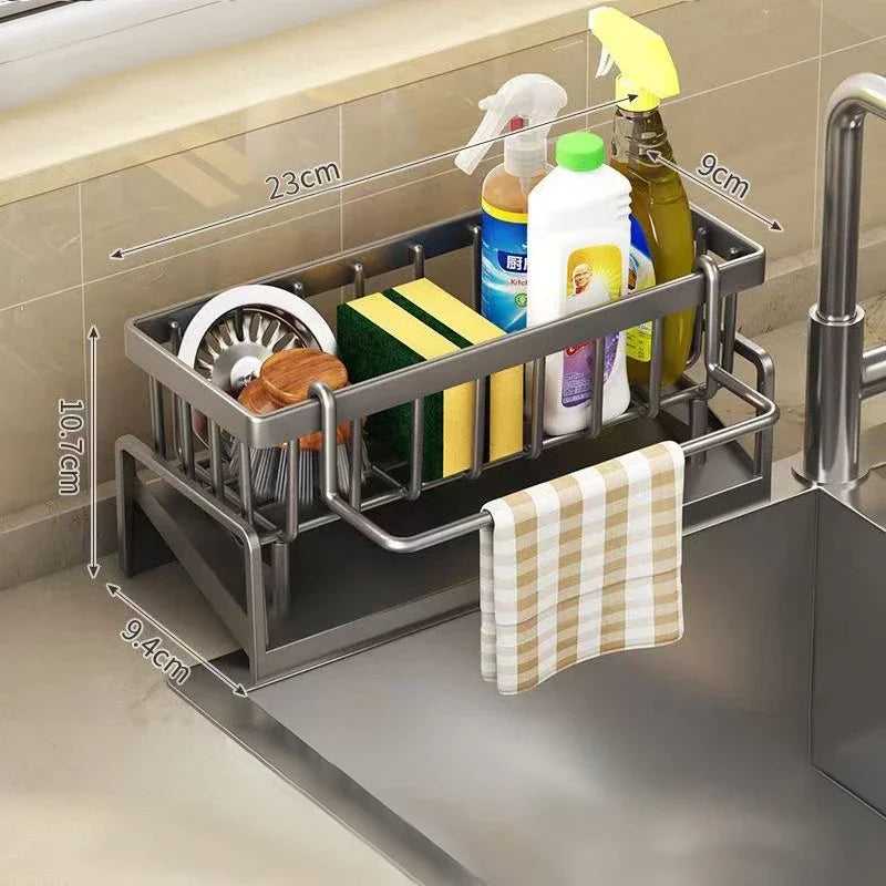 Multi-Functional Kitchen Sponge Rack – Countertop Sink Organizer for Sponges, Dish Soap & Rags