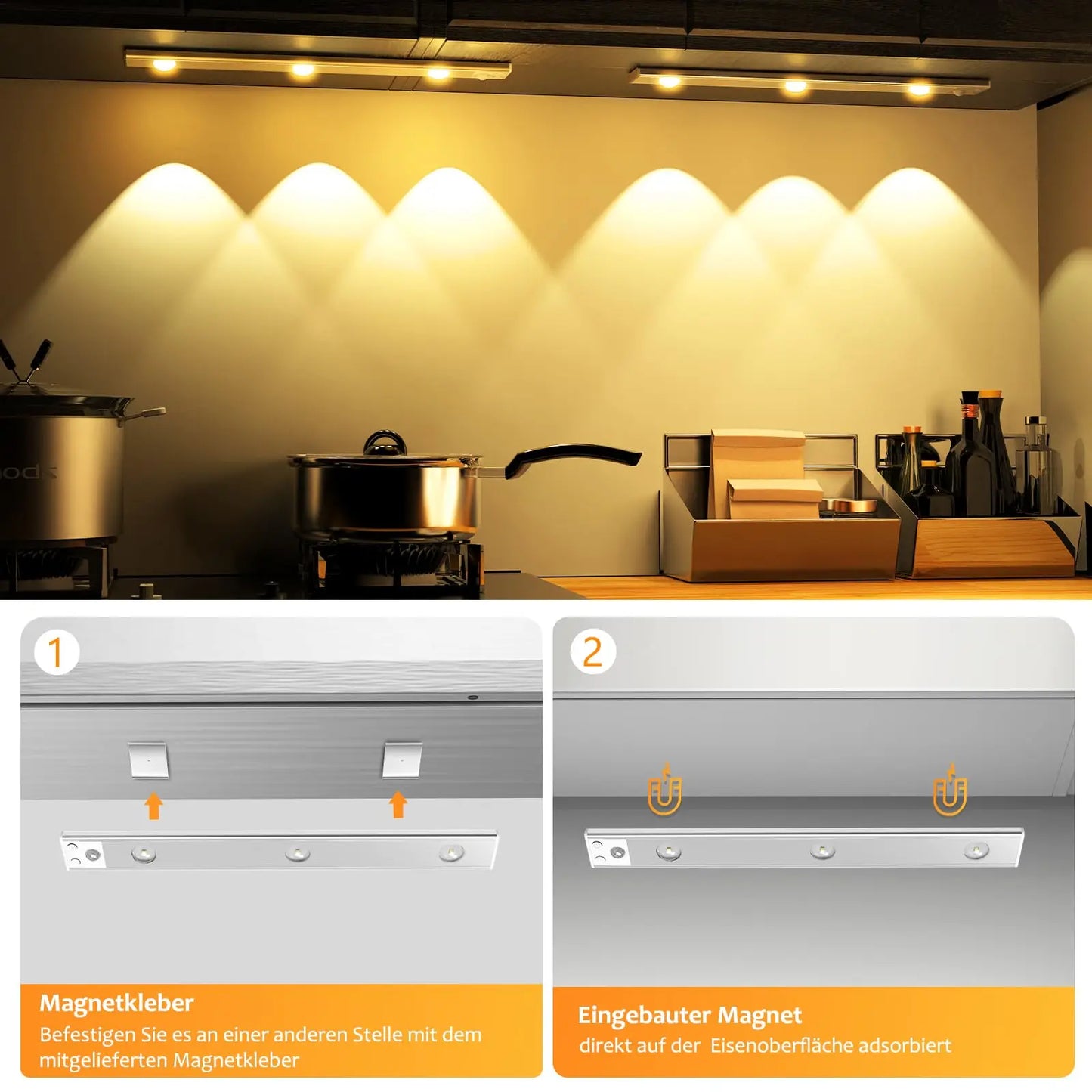 Wireless Ultra-Thin Motion Sensor LED Cabinet Light – USB Rechargeable, Dimmable, 3 Colors