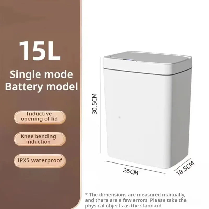 15L Smart Touchless Trash Can – Automatic Sensor, Waterproof & Odorless