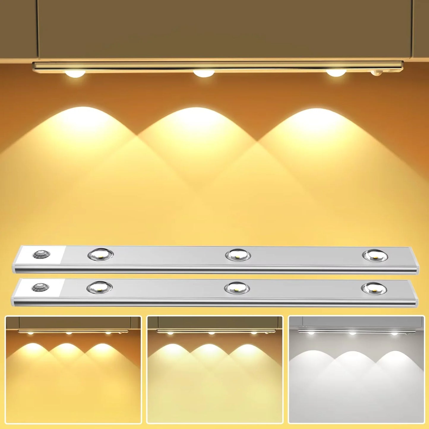 Wireless Ultra-Thin Motion Sensor LED Cabinet Light – USB Rechargeable, Dimmable, 3 Colors