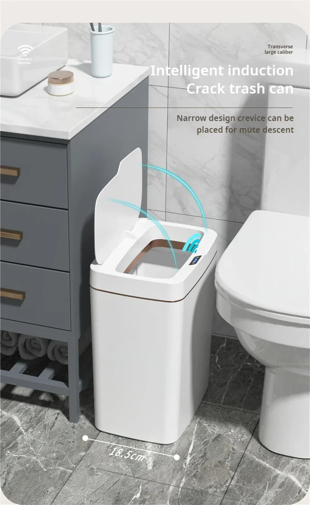 15L Smart Touchless Trash Can – Automatic Sensor, Waterproof & Odorless