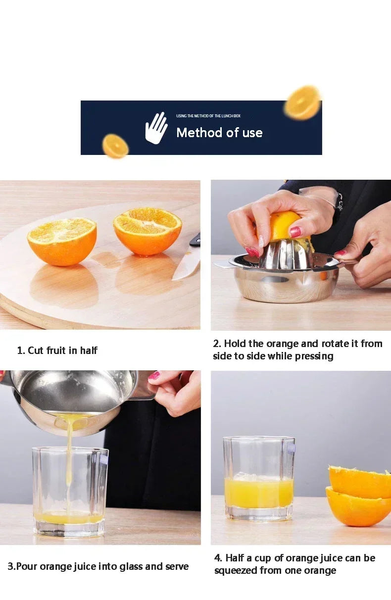 Stainless Steel Fruit & Lemon Juicer – Portable Manual Citrus Press