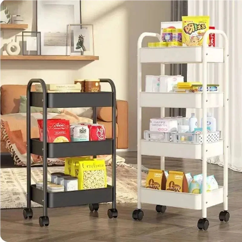 Household Multi-Layer Storage Cart with Wheels | Kitchen, Bathroom & Bedroom Organizer Rack
