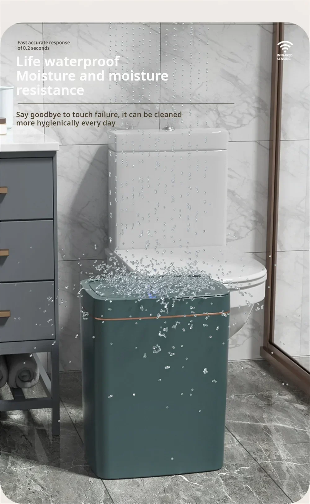 15L Smart Touchless Trash Can – Automatic Sensor, Waterproof & Odorless
