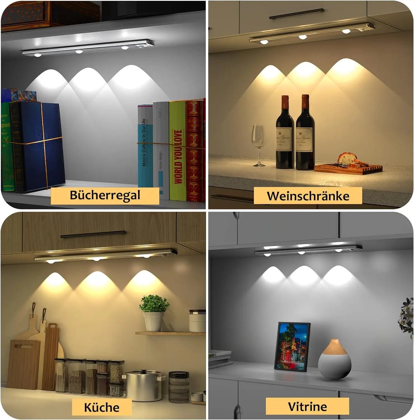 Wireless Ultra-Thin Motion Sensor LED Cabinet Light – USB Rechargeable, Dimmable, 3 Colors