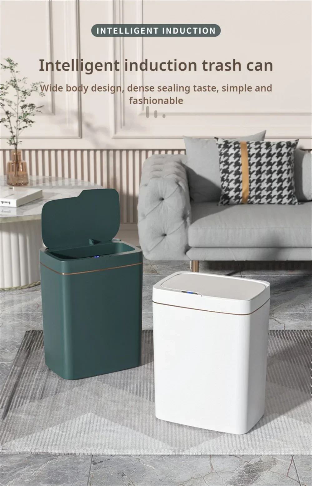15L Smart Touchless Trash Can – Automatic Sensor, Waterproof & Odorless