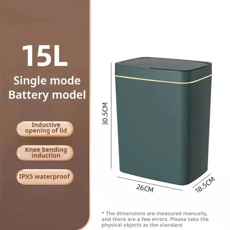 15L Smart Touchless Trash Can – Automatic Sensor, Waterproof & Odorless