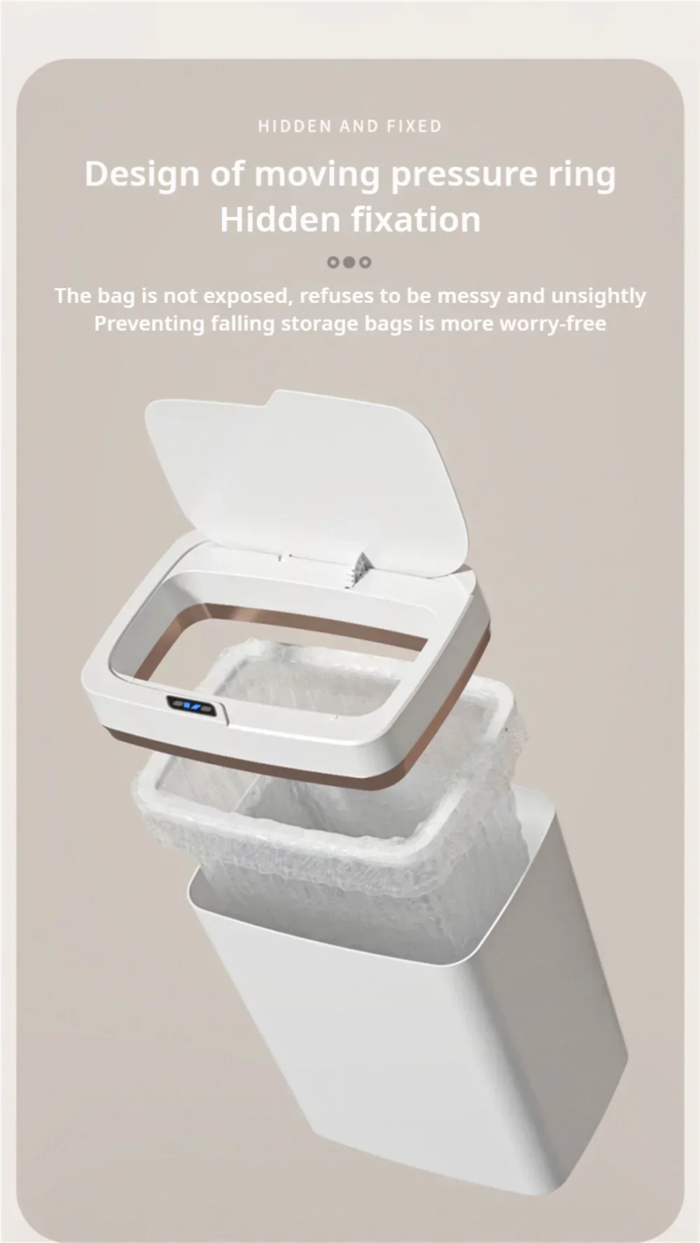 15L Smart Touchless Trash Can – Automatic Sensor, Waterproof & Odorless