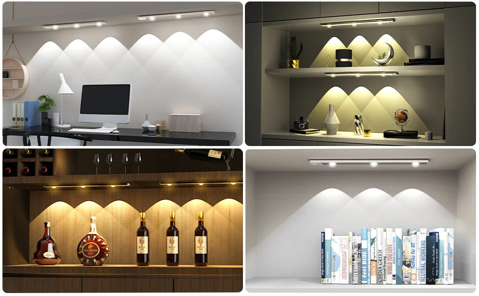 Wireless Ultra-Thin Motion Sensor LED Cabinet Light – USB Rechargeable, Dimmable, 3 Colors