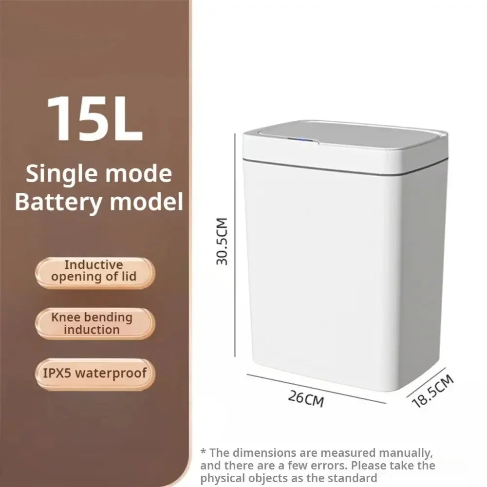 15L Smart Touchless Trash Can – Automatic Sensor, Waterproof & Odorless