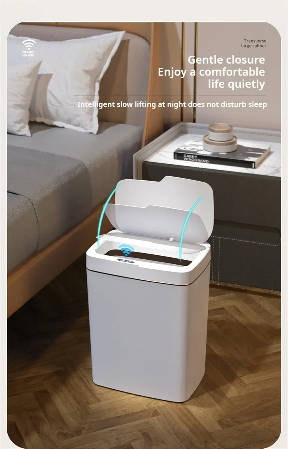 15L Smart Touchless Trash Can – Automatic Sensor, Waterproof & Odorless