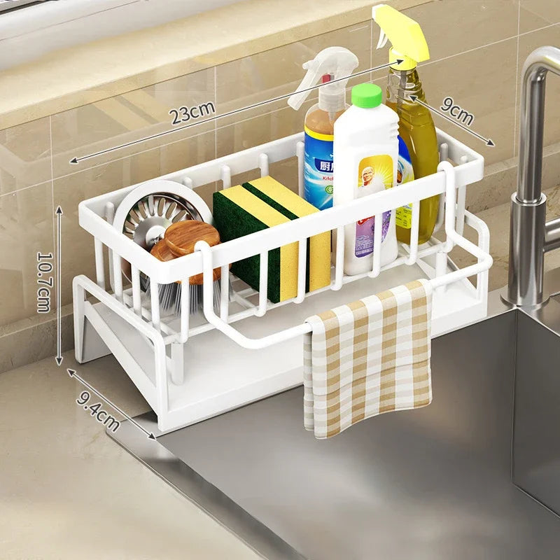 Multi-Functional Kitchen Sponge Rack – Countertop Sink Organizer for Sponges, Dish Soap & Rags