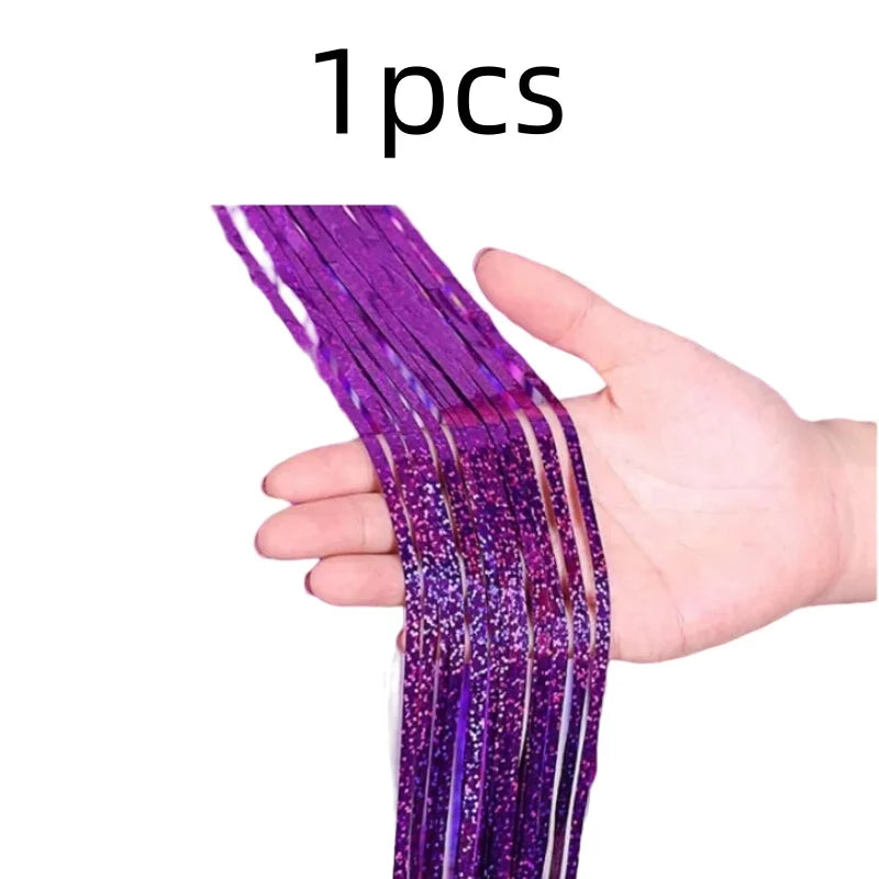 2 Pack Glitter Tinsel Fringe Curtains – Metallic Foil Party Backdrop for Birthday, Wedding & Anniversary Decorations