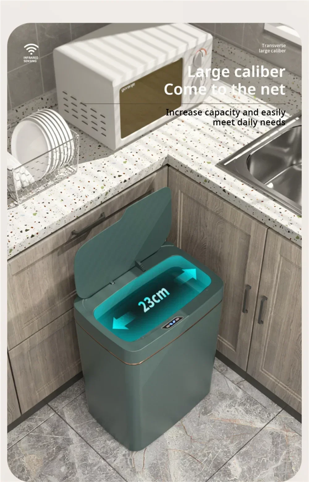 15L Smart Touchless Trash Can – Automatic Sensor, Waterproof & Odorless