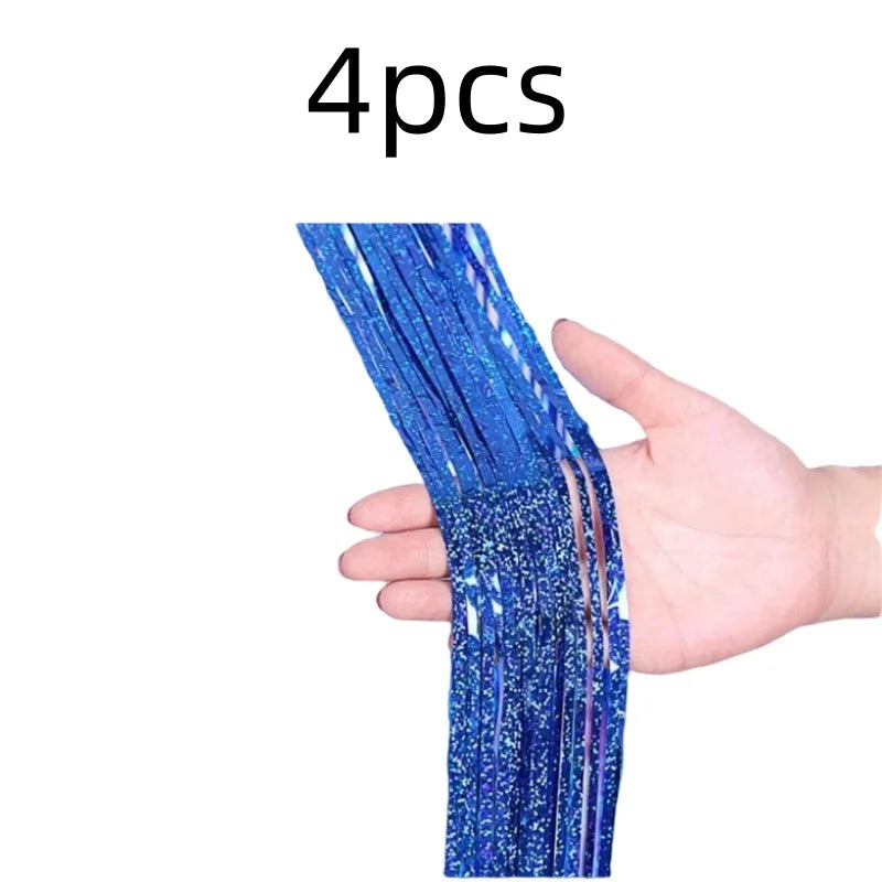 2 Pack Glitter Tinsel Fringe Curtains – Metallic Foil Party Backdrop for Birthday, Wedding & Anniversary Decorations