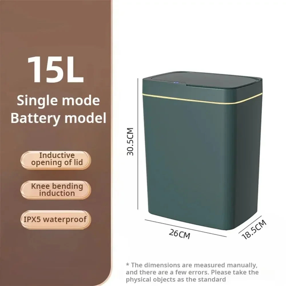 15L Smart Touchless Trash Can – Automatic Sensor, Waterproof & Odorless