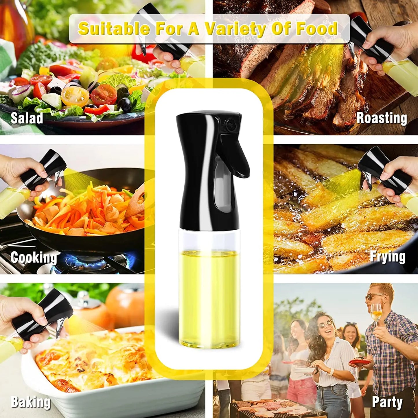 Oil Spray Bottle – Olive Oil Sprayer for BBQ, Cooking, Baking, Vinegar & Kitchen Use