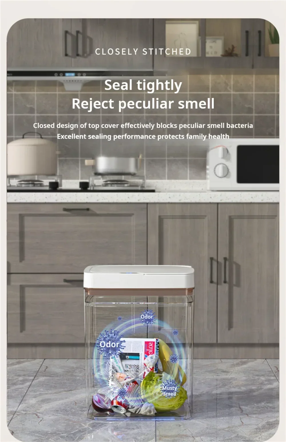 15L Smart Touchless Trash Can – Automatic Sensor, Waterproof & Odorless