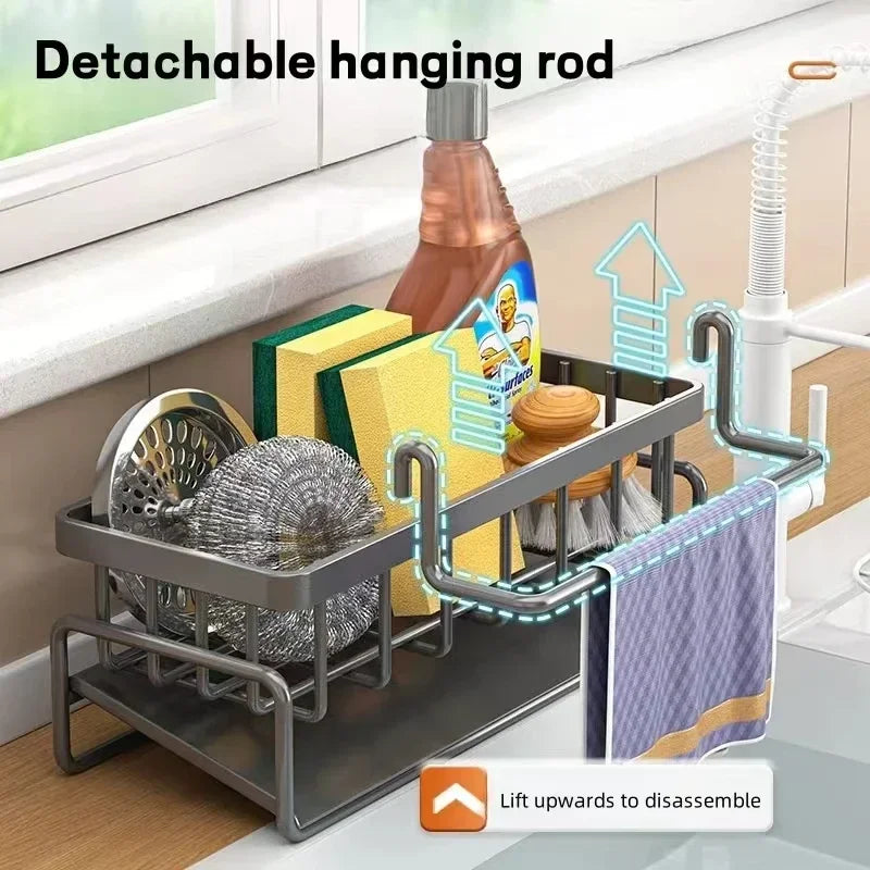 Multi-Functional Kitchen Sponge Rack – Countertop Sink Organizer for Sponges, Dish Soap & Rags