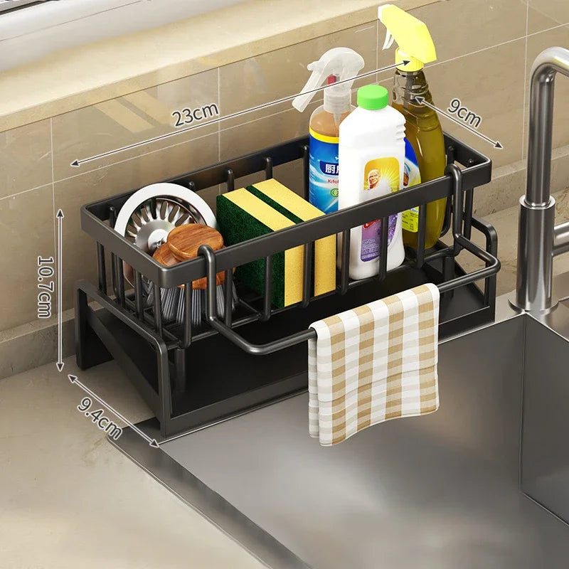 Multi-Functional Kitchen Sponge Rack – Countertop Sink Organizer for Sponges, Dish Soap & Rags