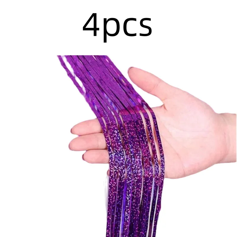 2 Pack Glitter Tinsel Fringe Curtains – Metallic Foil Party Backdrop for Birthday, Wedding & Anniversary Decorations