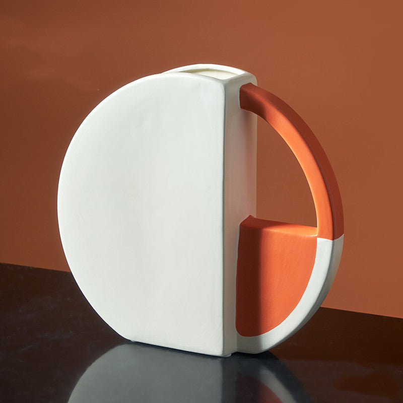 Modern Light Luxury Ceramic Vase – Orange & White