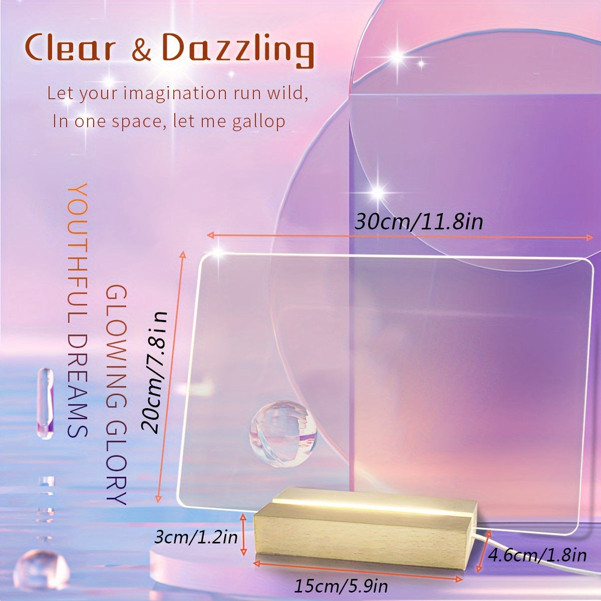 LED Acrylic Desk Organizer & Writing Board – USB Powered Memo Planner
