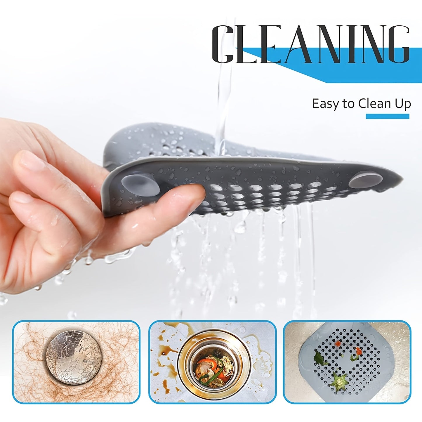 Silicone Drain Protector for Bathroom & Kitchen — Anti-Clog Hair Catcher for Shower, Sink & Bathtub, Non-Slip Easy Clean Filter (1pc or 4pcs)