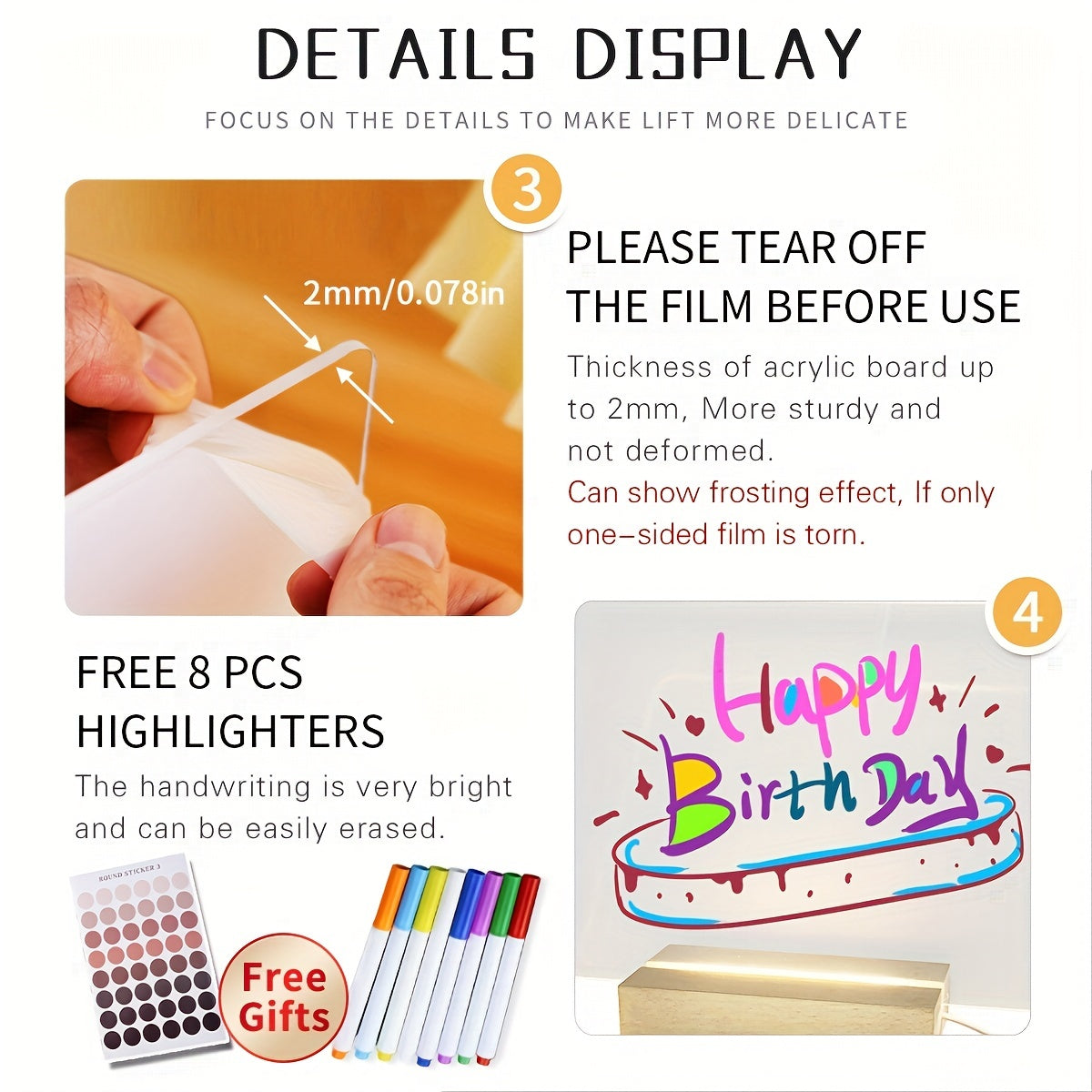 LED Acrylic Desk Organizer & Writing Board – USB Powered Memo Planner