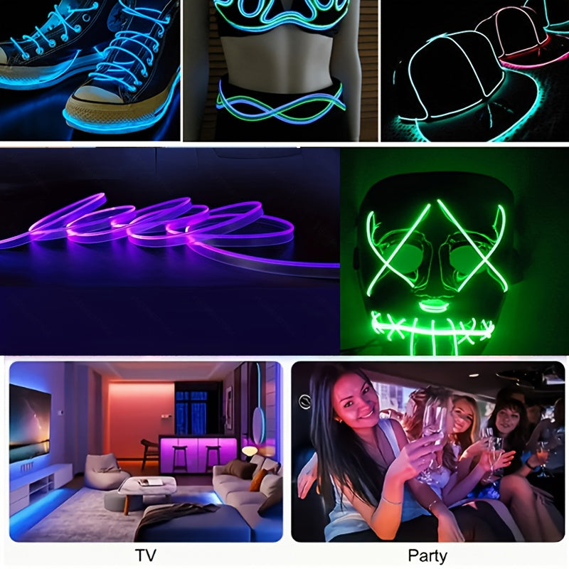 Blue LED Car Interior Light Strip – Flexible USB Neon Rope for Cars, Bedroom & Party Decor
