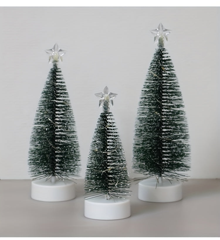 3pcs LED Christmas Tree Set – Small, Medium & Large Light-Up Trees with Copper Wire LED Lights – Holiday Home Decoration
