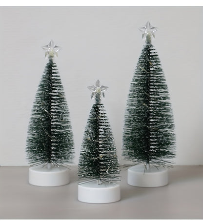 3pcs LED Christmas Tree Set – Small, Medium & Large Light-Up Trees with Copper Wire LED Lights – Holiday Home Decoration