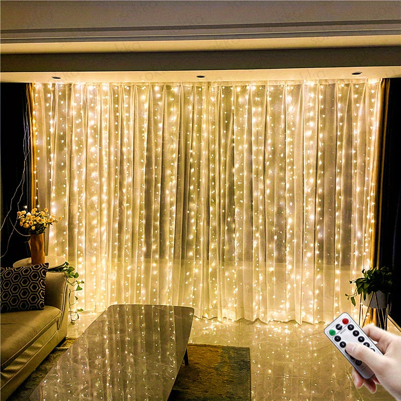 600 LED Curtain String Lights – 6m x 3m USB Fairy Lights with Remote Control | Wedding, Christmas, Ramadan & Home Décor