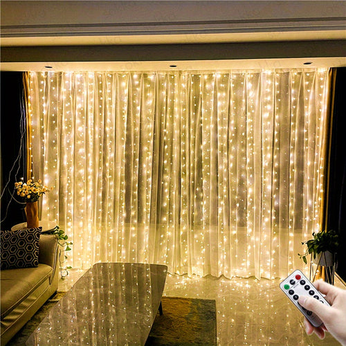 600 LED Curtain String Lights – 6m x 3m USB Fairy Lights with Remote Control | Wedding, Christmas, Ramadan & Home Décor