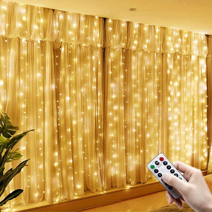 600 LED Curtain String Lights – 6m x 3m USB Fairy Lights with Remote Control | Wedding, Christmas, Ramadan & Home Décor