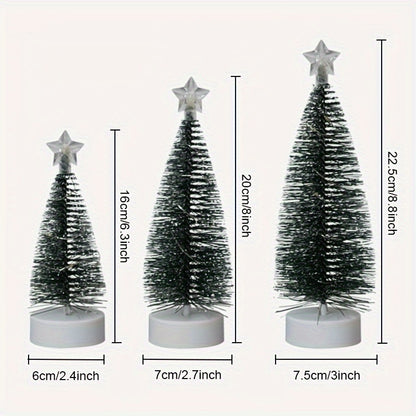 3pcs LED Christmas Tree Set – Small, Medium & Large Light-Up Trees with Copper Wire LED Lights – Holiday Home Decoration