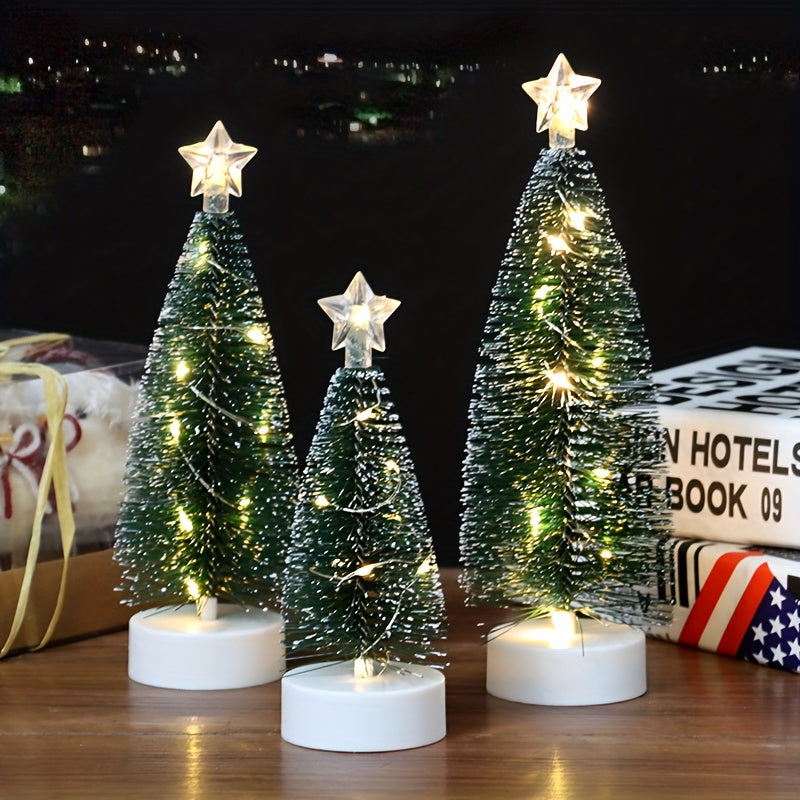 3pcs LED Christmas Tree Set – Small, Medium & Large Light-Up Trees with Copper Wire LED Lights – Holiday Home Decoration