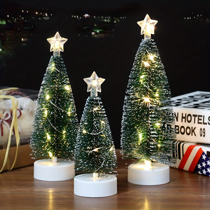 3pcs LED Christmas Tree Set – Small, Medium & Large Light-Up Trees with Copper Wire LED Lights – Holiday Home Decoration