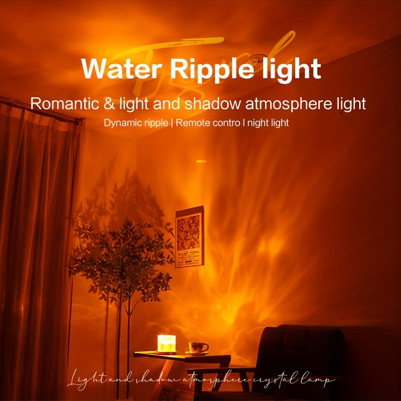 Dynamic Ripple Effect Night Light Projector – USB Rechargeable Ambient LED Lamp for Bedroom, Gaming Setup, Home Decor, Eid & Holiday Gift