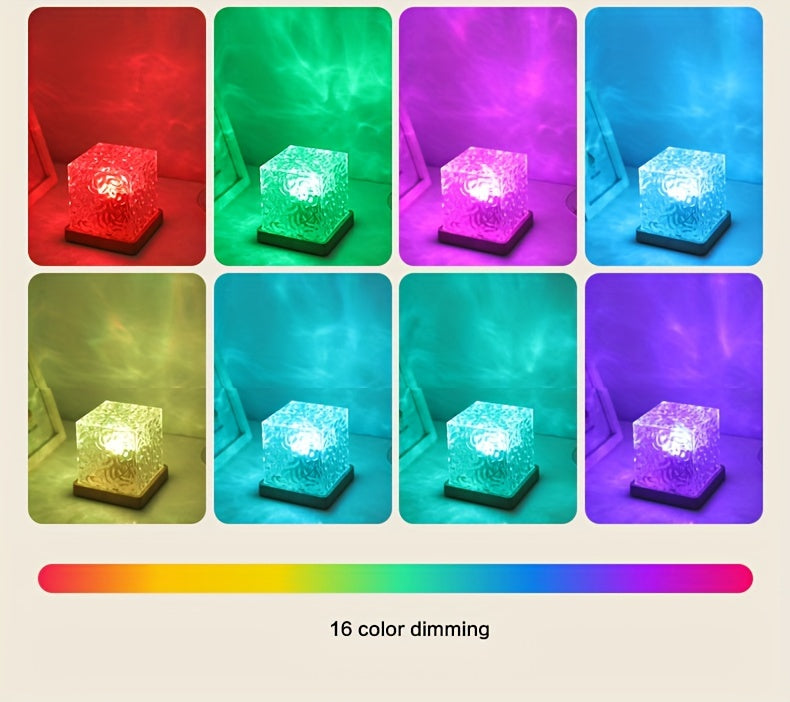 Dynamic Ripple Effect Night Light Projector – USB Rechargeable Ambient LED Lamp for Bedroom, Gaming Setup, Home Decor, Eid & Holiday Gift