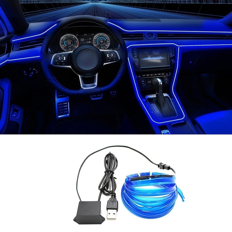 Blue LED Car Interior Light Strip – Flexible USB Neon Rope for Cars, Bedroom & Party Decor
