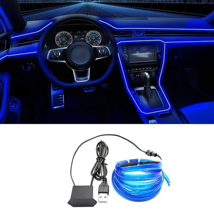 Blue LED Car Interior Light Strip – Flexible USB Neon Rope for Cars, Bedroom & Party Decor