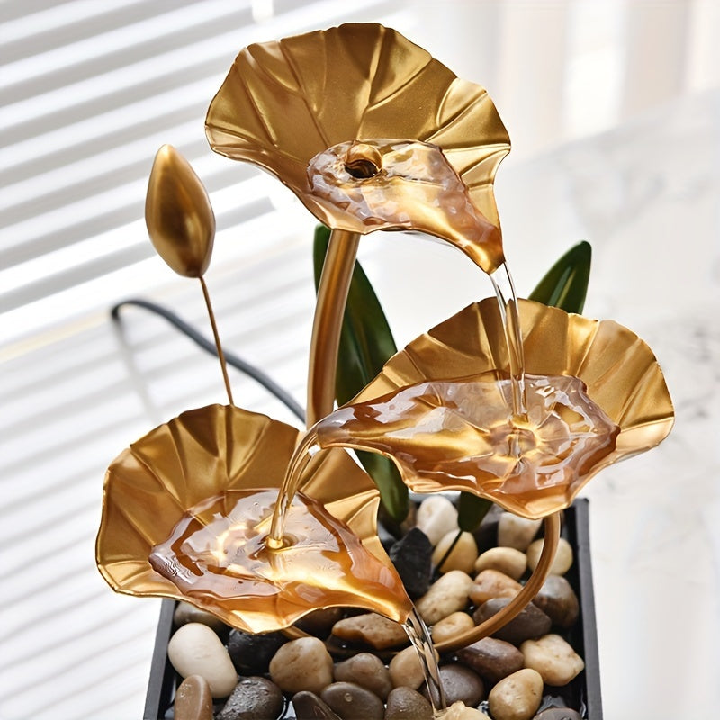 Serene Mini Tabletop Fountain – LED Light, Flowing Waterfall, Natural River Stones