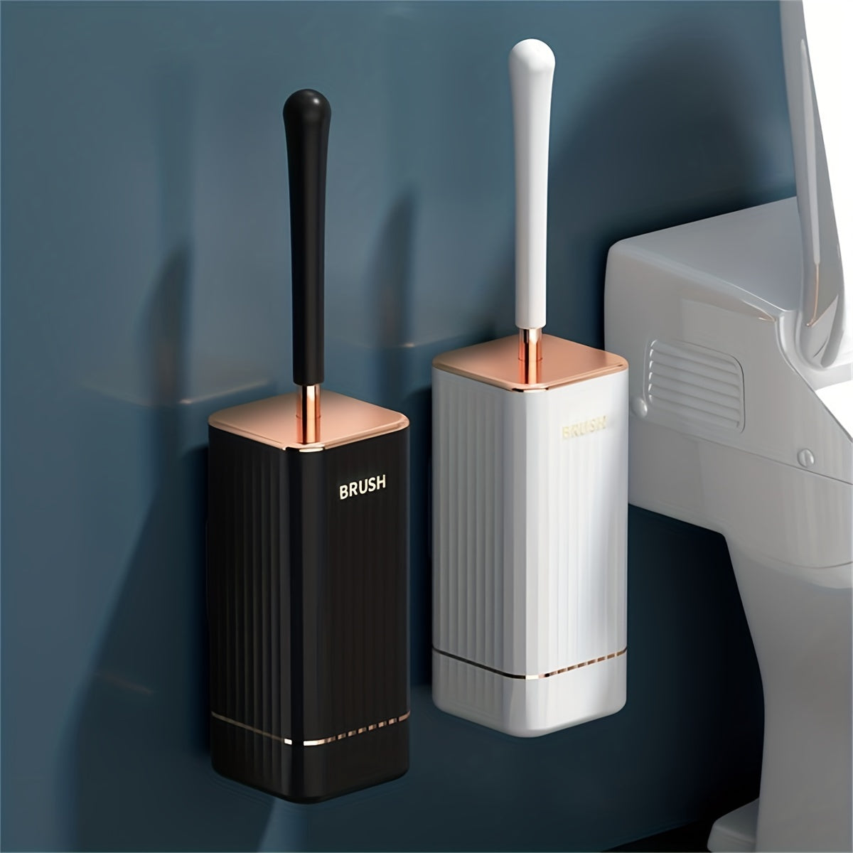 Wall Mounted Toilet Brush with Holder – Long Handle & No-Dead-Corner Cleaning