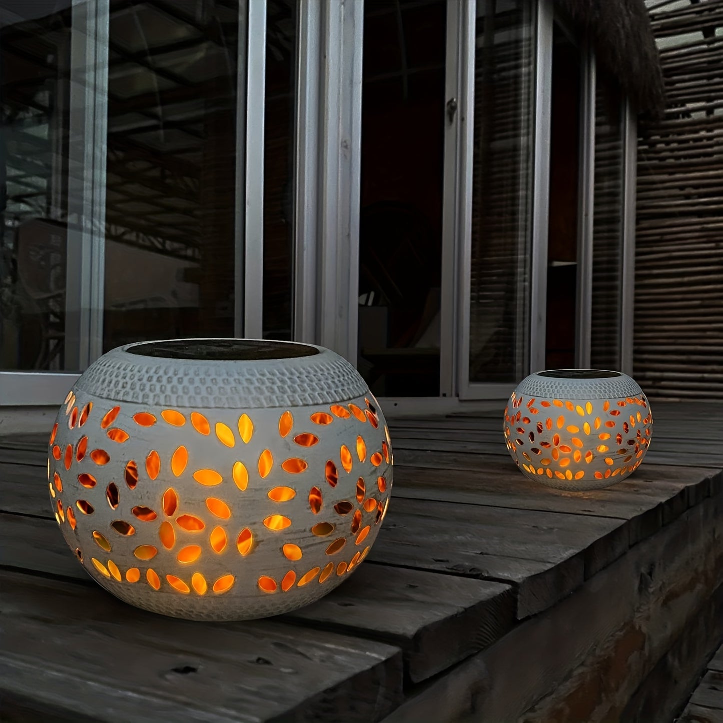 Solar Table Light Outdoor – White Metal Lantern, Solar Powered Decorative Garden & Patio Lamp