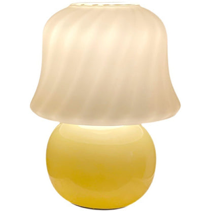 French Cream Handmade Glass Mushroom Lamp